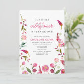 私たちの小さな野花1st誕生日ピンクのフローラ 招待状 (スタンド正面)