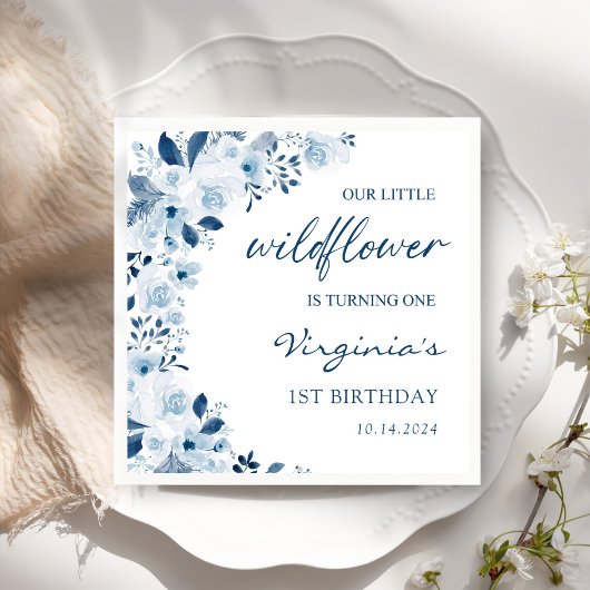 私たちの小さな野草ベビーガール1st誕生日パーティー スタンダードカクテルナプキン