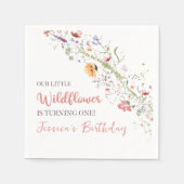 私たちの小さな野草ベビーガール1st誕生日パーティー スタンダードカクテルナプキン (正面)
