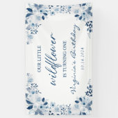 私たちの小さな野草ベビーガール1st誕生日パーティー 横断幕 (縦)