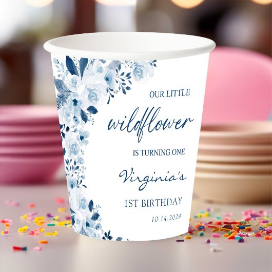 私たちの小さな野草ベビーガール1st誕生日パーティー 紙コップ