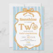 私たちの小さな陽光ブルーギンガム2歳の誕生日 招待状 (正面)