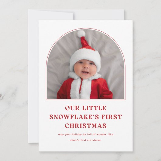 私たちの小さな雪の結晶のバビー最初の写真クリスマス シーズンカード (正面)