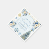 私たちの小さな雪の結晶ブルーウィンターバースデーパーティー スタンダードカクテルナプキン (角)