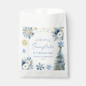 私たちの小さな雪の結晶ブルーウィンターバースデーパーティー フェイバーバッグ (正面)