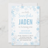 私たちの小さな雪の結晶 | 男の子の1歳の誕生日 招待状 (正面)