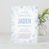 私たちの小さな雪の結晶 | 男の子の1歳の誕生日 招待状 (スタンド正面)