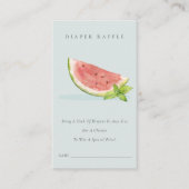 私たちの小さな青いメロンおむつラッフルベビーシャワー エンクロージャーカード (正面)