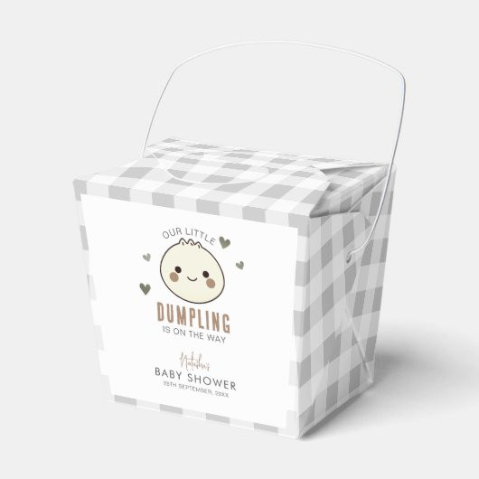 私たちの小さな餃子男女兼用の赤ちゃんシャワー フェイバーボックス (正面サイド)
