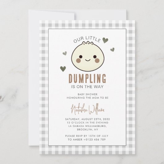私たちの小さな餃子男女兼用の赤ちゃんシャワー 招待状 (正面)