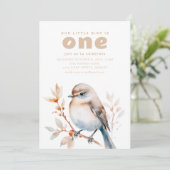 私たちの小さな鳥が1歳の誕生日招待状を飾る 招待状 (スタンド正面)