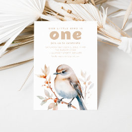 私たちの小さな鳥が1歳の誕生日招待状を飾る 招待状