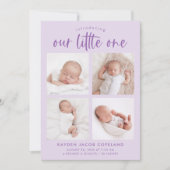 私たちの小さな1つの薄紫数々の誕生 案内状 (正面)