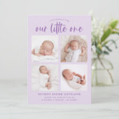 私たちの小さな1つの薄紫数々の誕生 案内状 (スタンド正面)