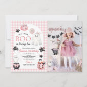 私たちの小さなBOO ゴースト ハロウィン 2歳の誕生日写真 招待状 (正面)