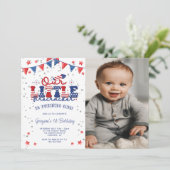 私たちの小さなfirecrcker 1st誕生日の写真 招待状 (スタンド正面)