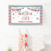 私たちの小さなfirecrcker 1st誕生日バナー 横断幕 (インサイチュ)