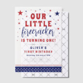 私たちの小さなfirecrcker 1st誕生日パーティー ベラム紙招待状 (オフセット (招待状))