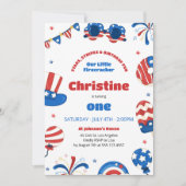 私たちの小さなfirecrcker 1st誕生日パーティー 招待状 (正面)