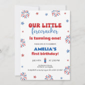 私たちの小さなfirecrcker 1st誕生日パーティー 招待状 (正面)
