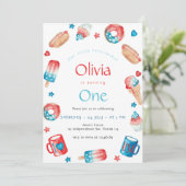 私たちの小さなfirecrcker 1st誕生日パーティー 招待状 (スタンド正面)