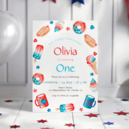 私たちの小さなfirecrcker 1st誕生日パーティー 招待状