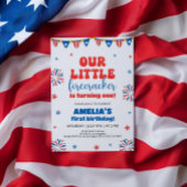 私たちの小さなfirecrcker 1st誕生日パーティー 招待状