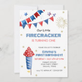 私たちの小さなfirecrcker 1st誕生日パーティー 招待状 (正面)