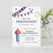 私たちの小さなfirecrcker 1st誕生日パーティー 招待状 (スタンド正面)