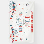 私たちの小さなfirecrcker 1st誕生日(NB)バナー 横断幕 (縦)