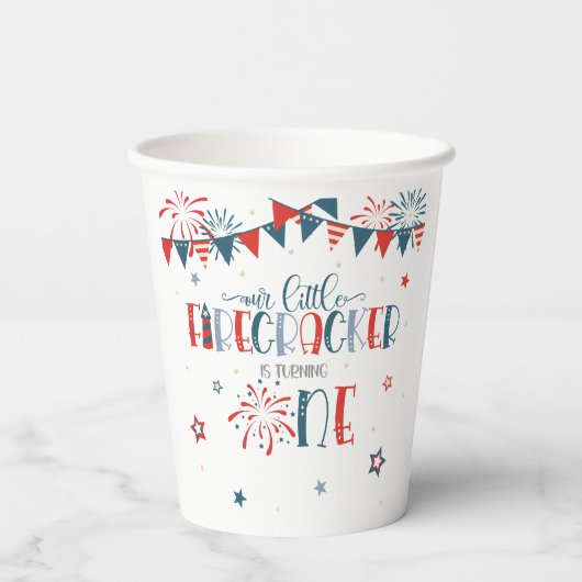 私たちの小さなfirecrcker 1st誕生日(NB)パーティーカップ 紙コップ (裏面)