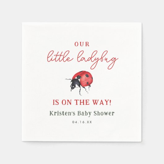 私たちの小さなLadybug女の子の赤ちゃんシャワー スタンダードカクテルナプキン (正面)