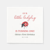 私たちの小さなLadybug女の子1st誕生日パーティー スタンダードカクテルナプキン (正面)