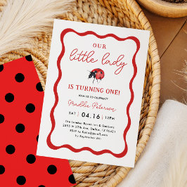 私たちの小さなLadybug女の子1st誕生日パーティー 招待状
