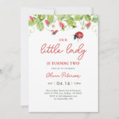 私たちの小さなLadybug女の子2nd誕生日パーティー 招待状 (正面)