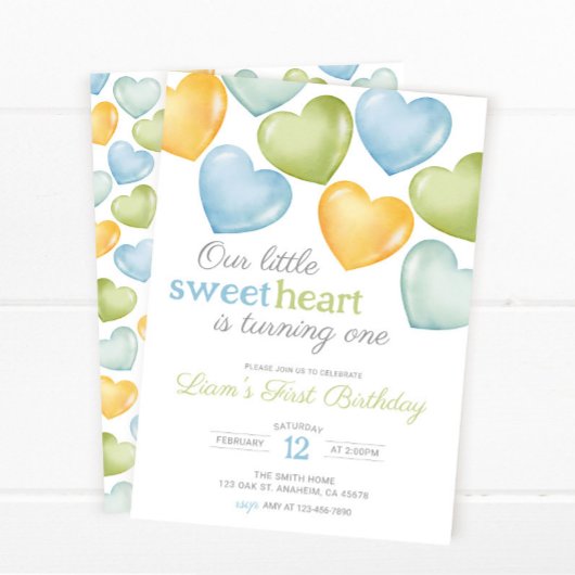 私たちの小さなSweetheart会話ハート誕生日 招待状