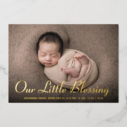 私たちの小賛美さな写真ベビー発表 箔招待状 (正面)