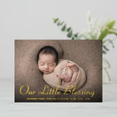 私たちの小賛美さな写真ベビー発表 箔招待状 (立ち正面)