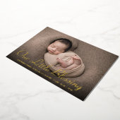 私たちの小賛美さな写真ベビー発表 箔招待状 (回転した状態)
