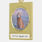 私たちの年を一緒に過ごすカスタム ゴールドプレートバナーオーナメント (左)