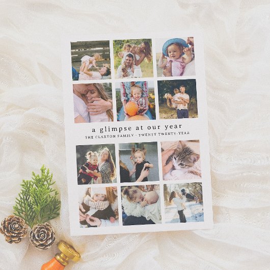 私たちの年ミニマル12フォトコラージクリスマス シーズンカード