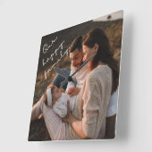 私たちの幸せな家族写真の壁時計 スクエア壁時計 (傾斜)