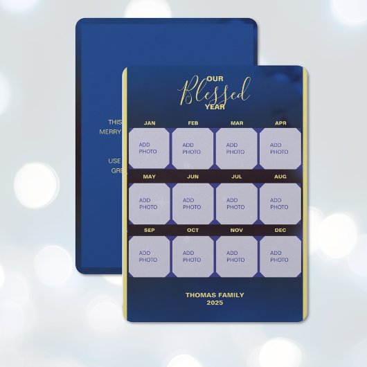 私たちの幸せな年のフラットホリデー写真カード シーズンカード