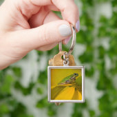 私たちの庭の花にいるアメリカアマガエル キーホルダー (手)