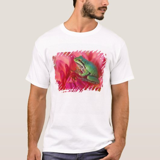 私たちの庭の花の上のヤマアメガエル Tシャツ (正面)