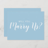 私たちの式を執り行ってください | 結婚式 私たちを結婚させてください ダスティーブルー 招待状 (正面/裏面)