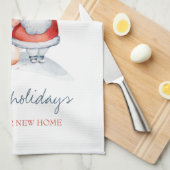 私たちの引っ越しのお知らせ、サンタクロース、松の木 キッチンタオル (四つ折り)