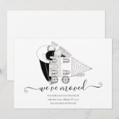 私たちの引っ越し 新しい家 白黒 案内状 (正面/裏面)