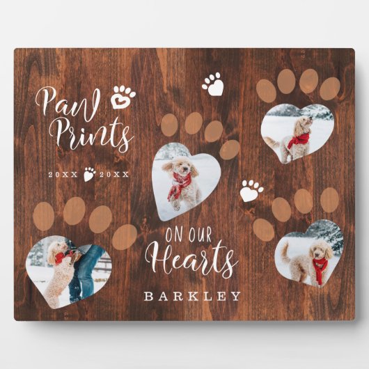 私たちの心に残る木製の足跡写真メモリー フォトプラーク (正面)