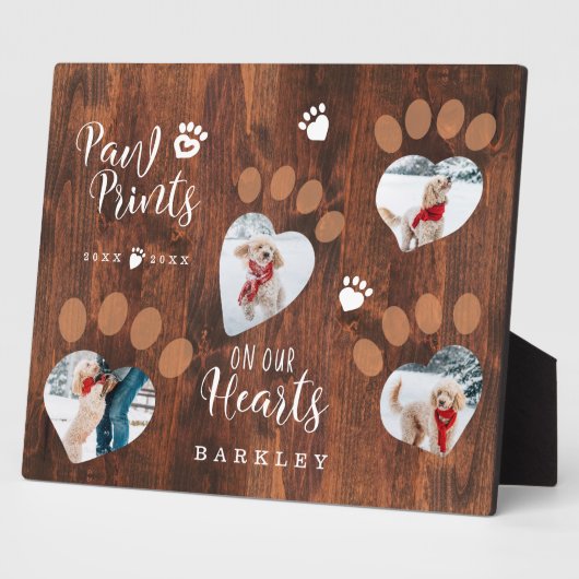 私たちの心に残る木製の足跡写真メモリー フォトプラーク (側面)